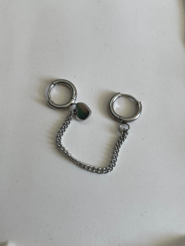 گوشواره زنجیری نقرهای با قلب ER-099